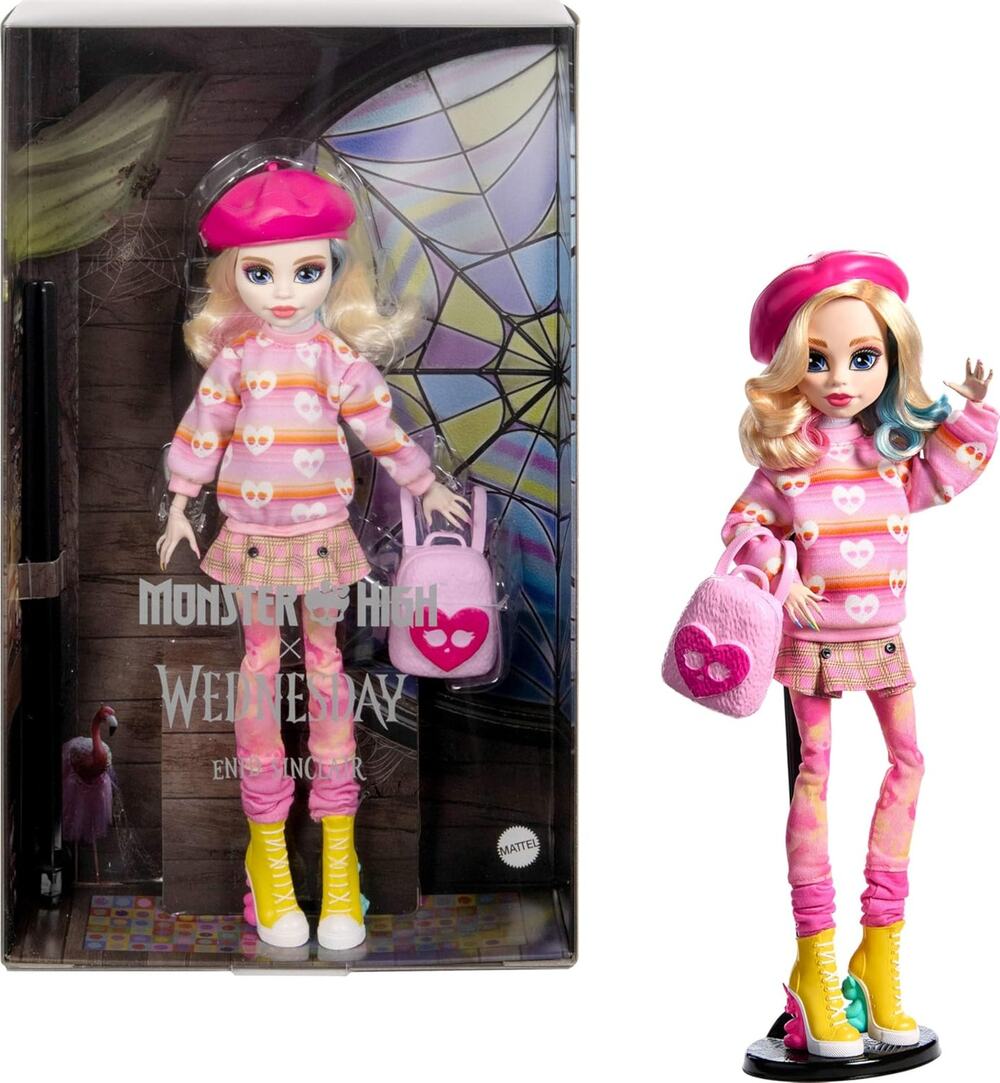 Monster High Wednesday Doll Enid Sinclair Pink Fashion Beret Backpack NWT